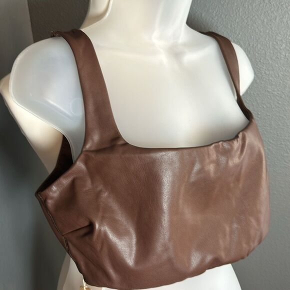 Skims Faux Leather Stretch Bralette‎ in Cocoa Size 4 X - Picture 12 of 12